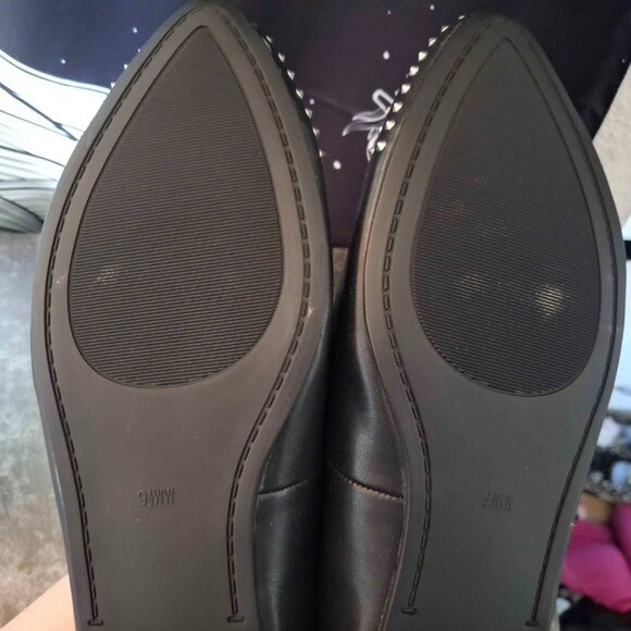 Black and Silver Spiked Flats - Picture 3 of 3